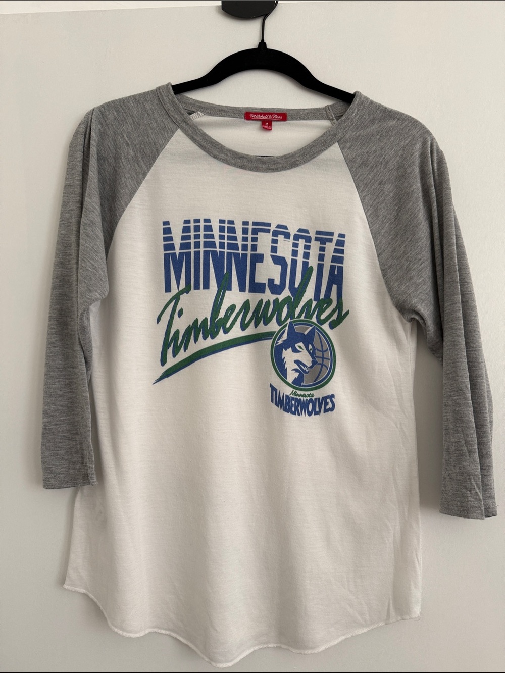 Mitchell & Ness Minnesota Timberwolves Raglan Tee - White & Gray